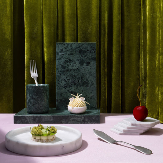 (DISPLAY SAMPLE) Green Marble Rectangular Marble Tray (Large)