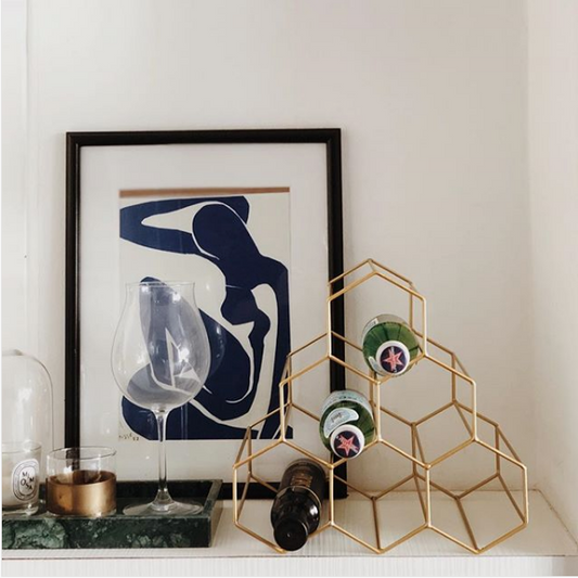 Gold Hexagonal Wine Rack