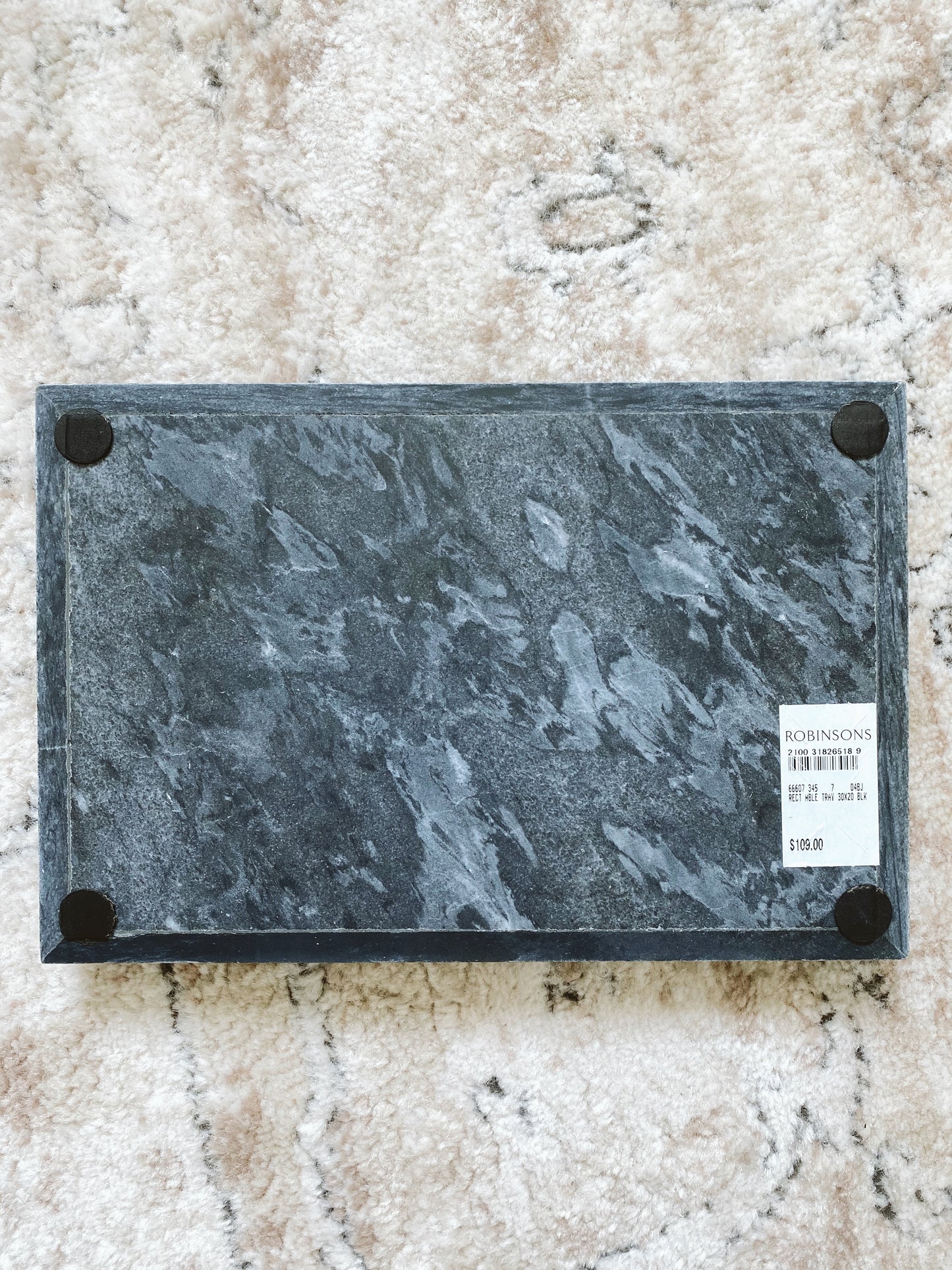 (DISPLAY SAMPLE) Black Marble Rectangular Marble Tray (Large)