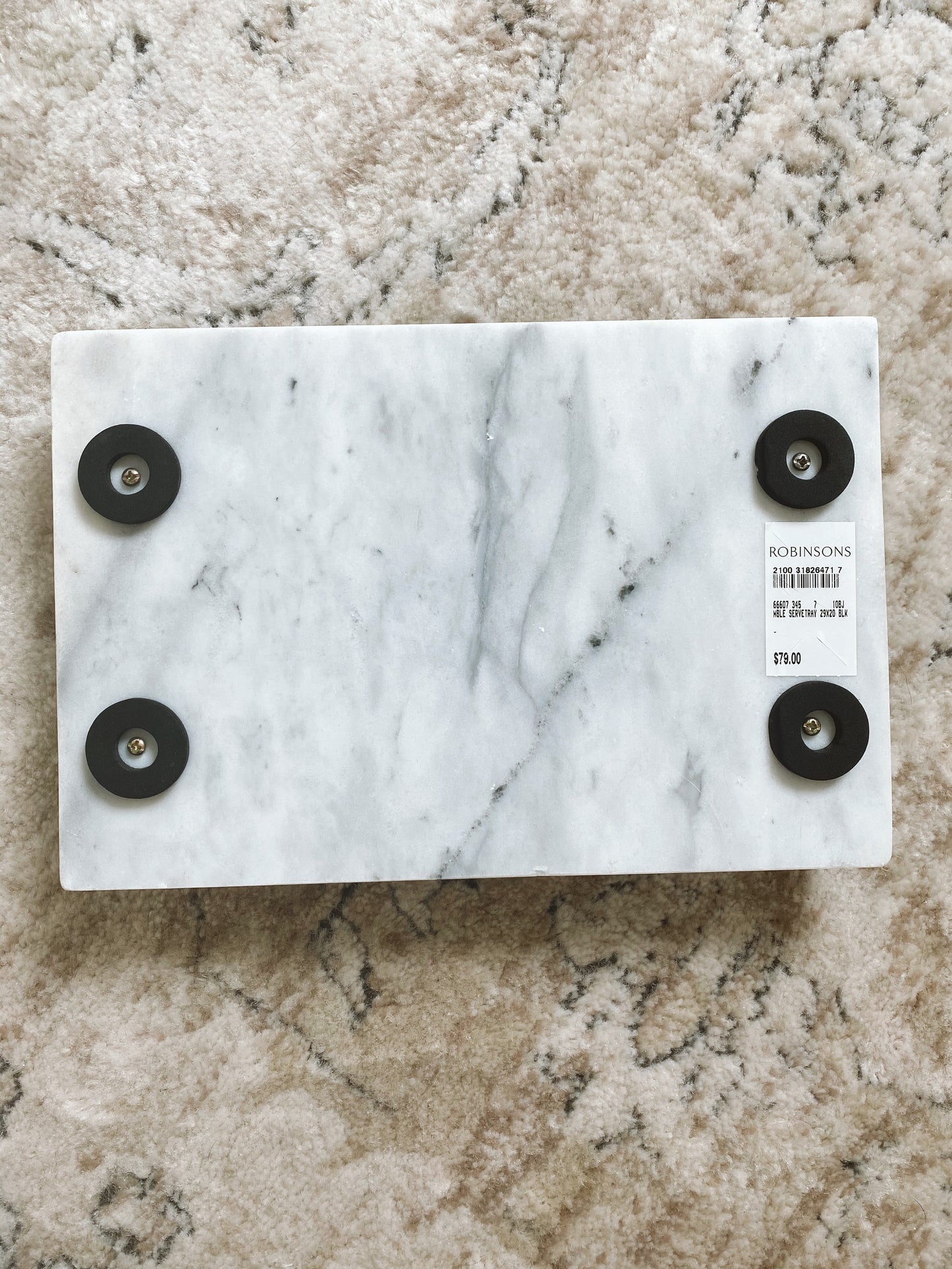 (DISPLAY SAMPLE) White Rectangular Tray with Handles