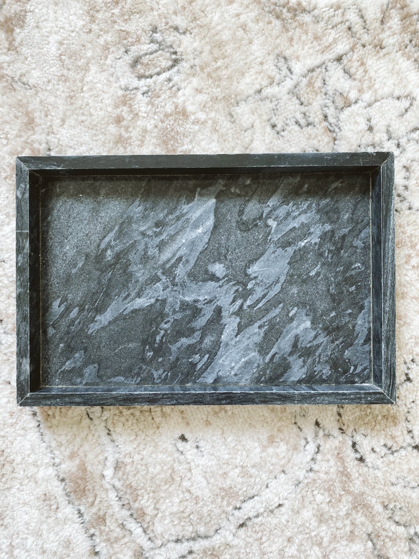 (DISPLAY SAMPLE) Black Marble Rectangular Marble Tray (Large)