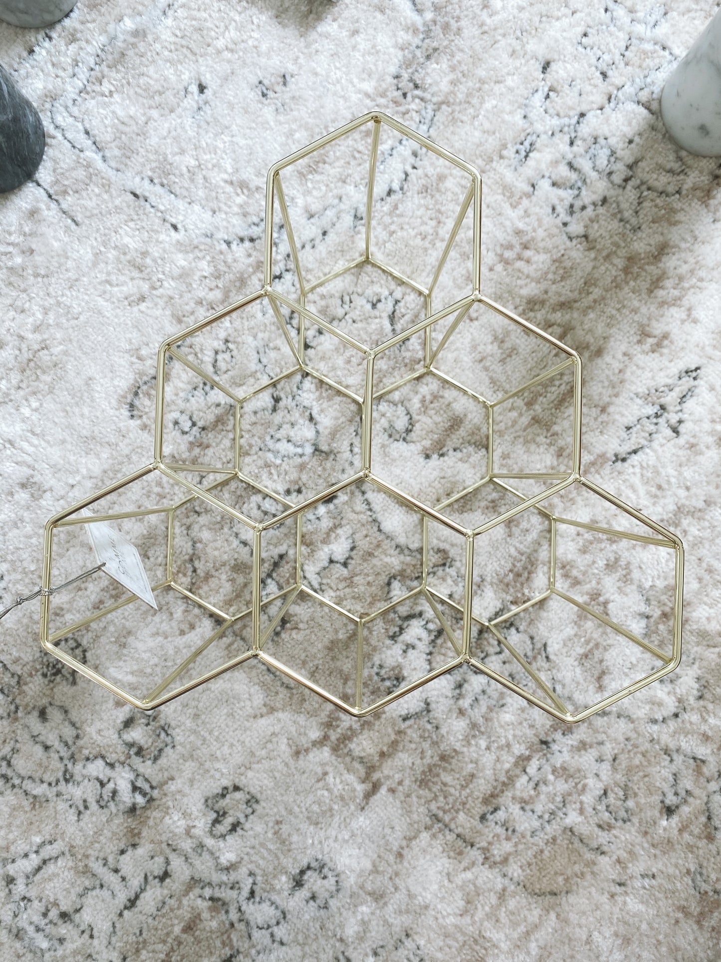 (DISPLAY SAMPLE) Gold Hexagonal Wine Rack