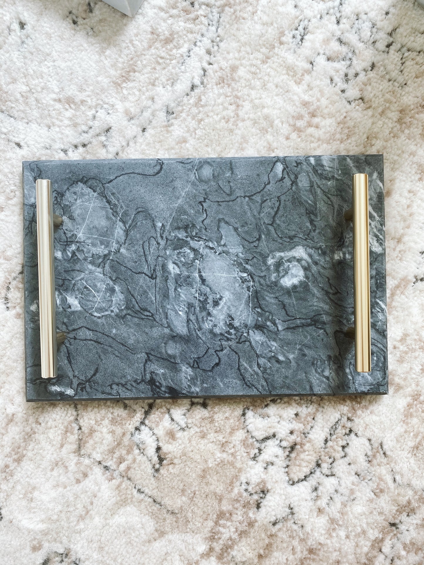 (DISPLAY SAMPLE) Black Rectangular Tray with Handles