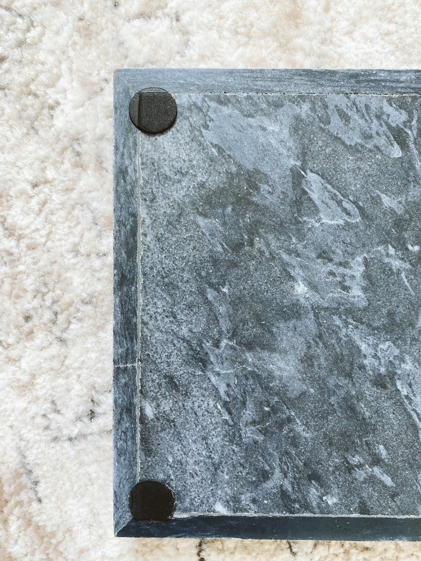 (DISPLAY SAMPLE) Black Marble Rectangular Marble Tray (Large)