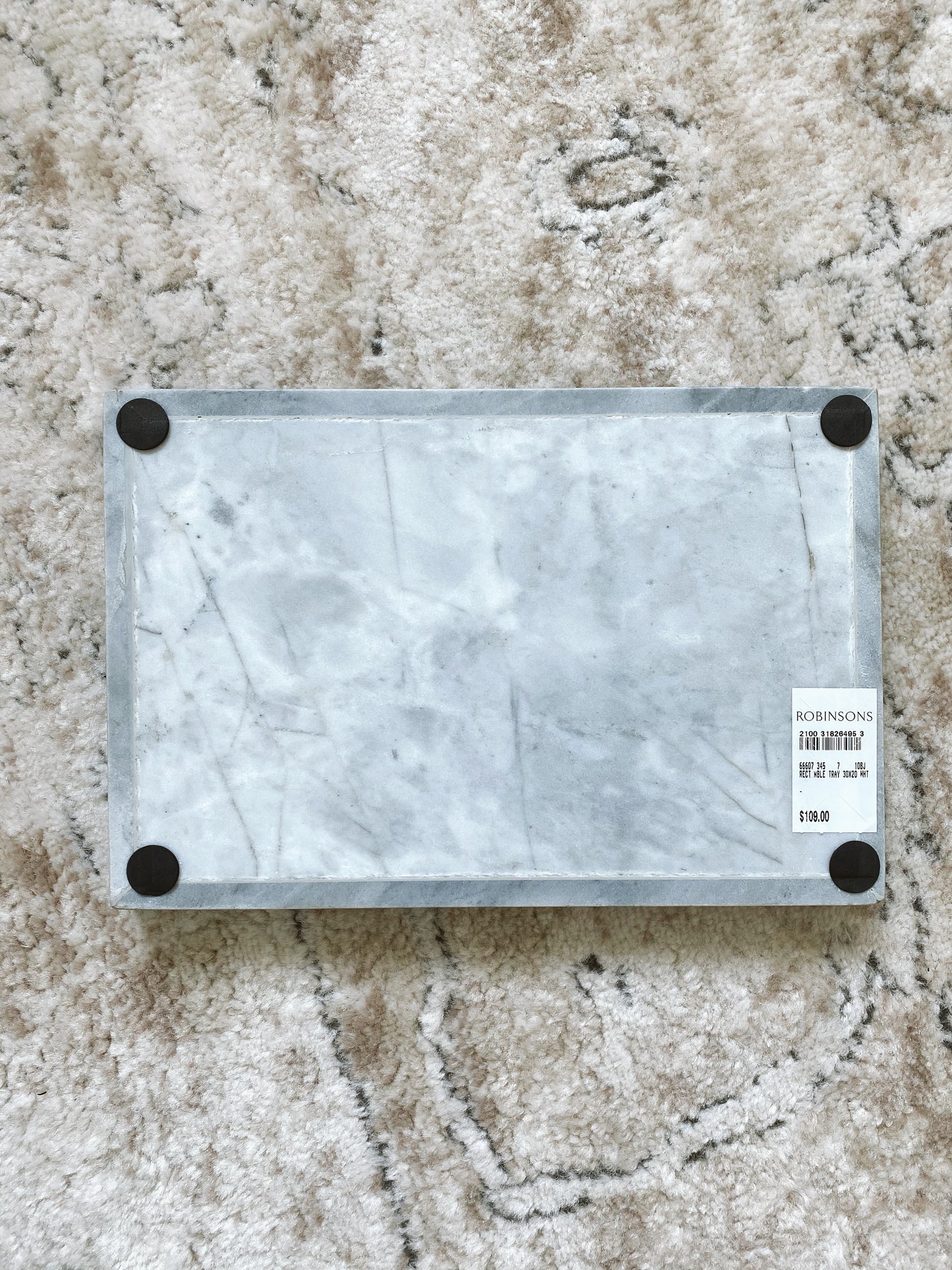 (DISPLAY SAMPLE) White Marble Rectangular Marble Tray (Large)