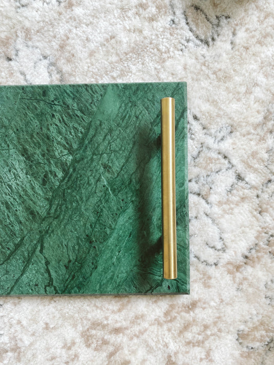 Green Rectangular Tray with Handles