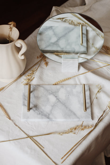 (DISPLAY SAMPLE) White Rectangular Tray with Handles