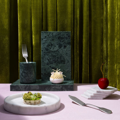 Green Marble Rectangular Marble Tray (Large)