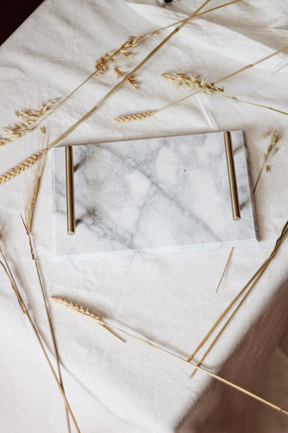 (DISPLAY SAMPLE) White Rectangular Tray with Handles