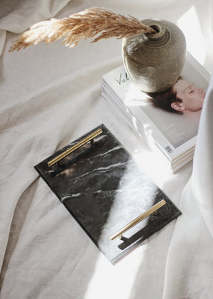 (DISPLAY SAMPLE) Black Rectangular Tray with Handles