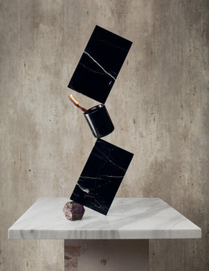 (DISPLAY SAMPLE) Black Round Marble Cylinder