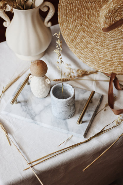 White Rectangular Tray with Handles