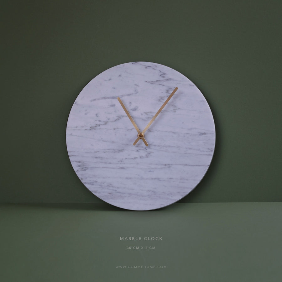 (SAMPLE) Marble Clock White