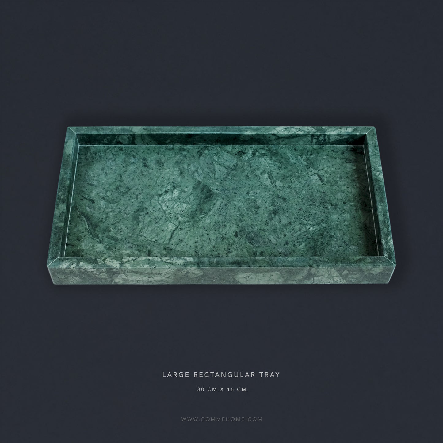 Green Marble Rectangular Marble Tray (Large)