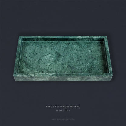 Green Marble Rectangular Marble Tray (Large)