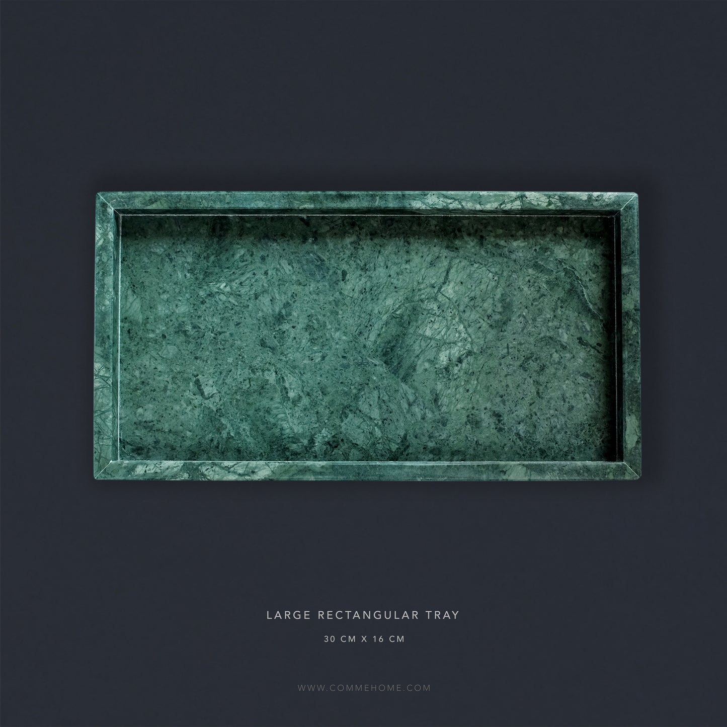 Green Marble Rectangular Marble Tray (Large)