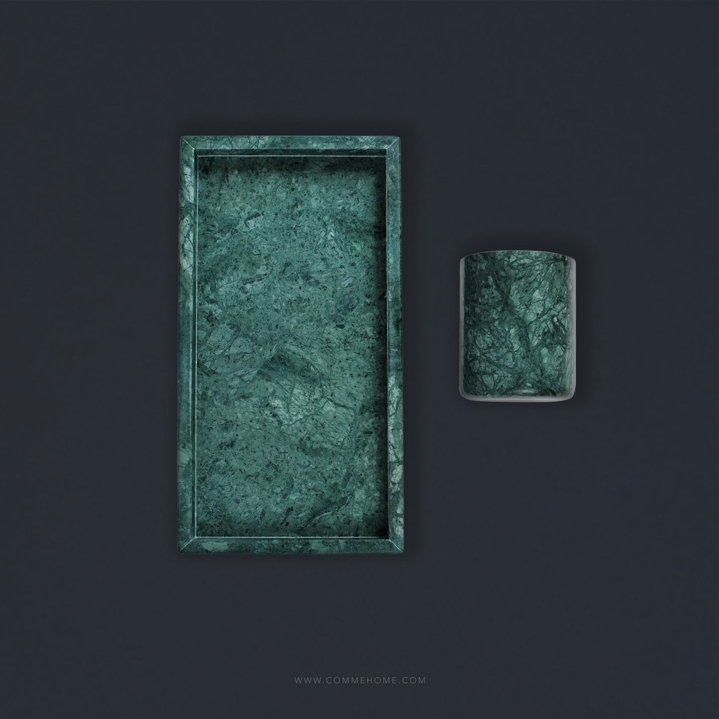 Green Marble Rectangular Marble Tray (Large)