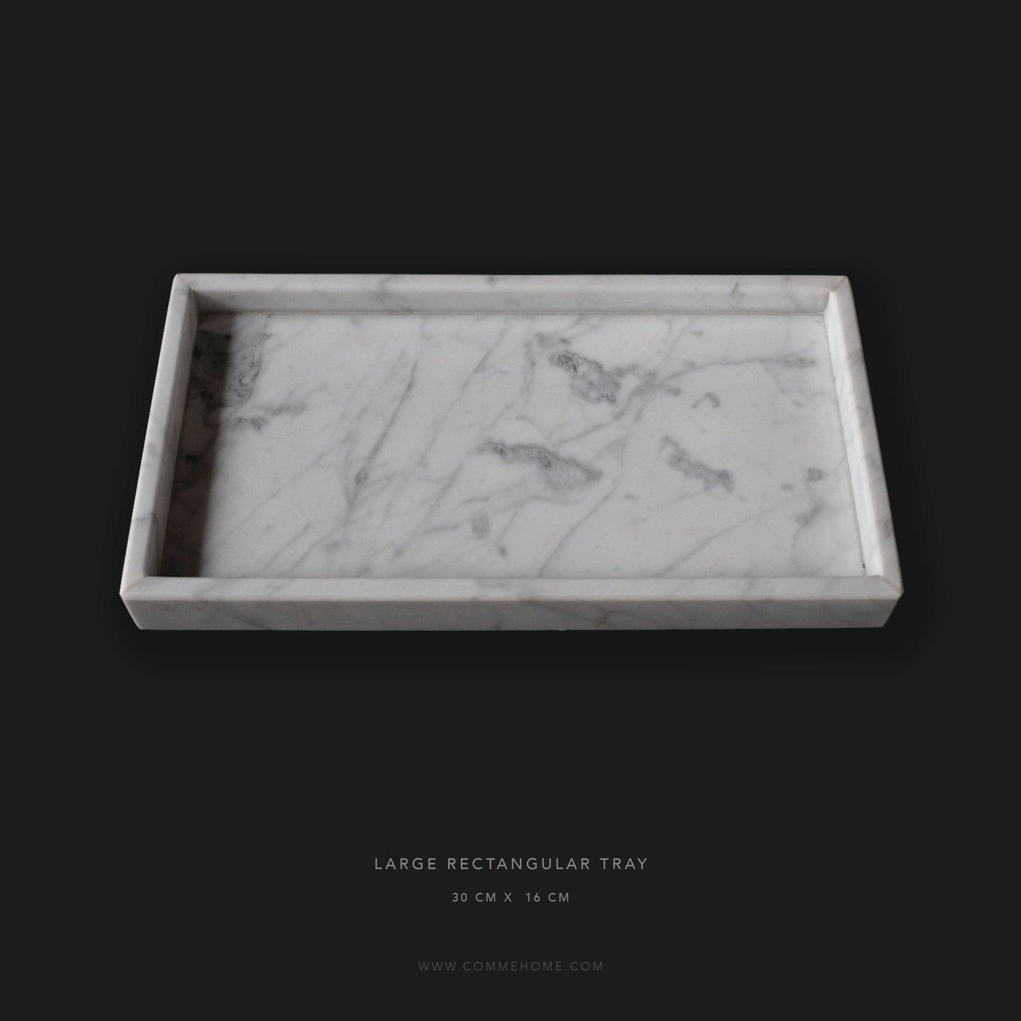(DISPLAY SAMPLE) White Marble Rectangular Marble Tray (Large)