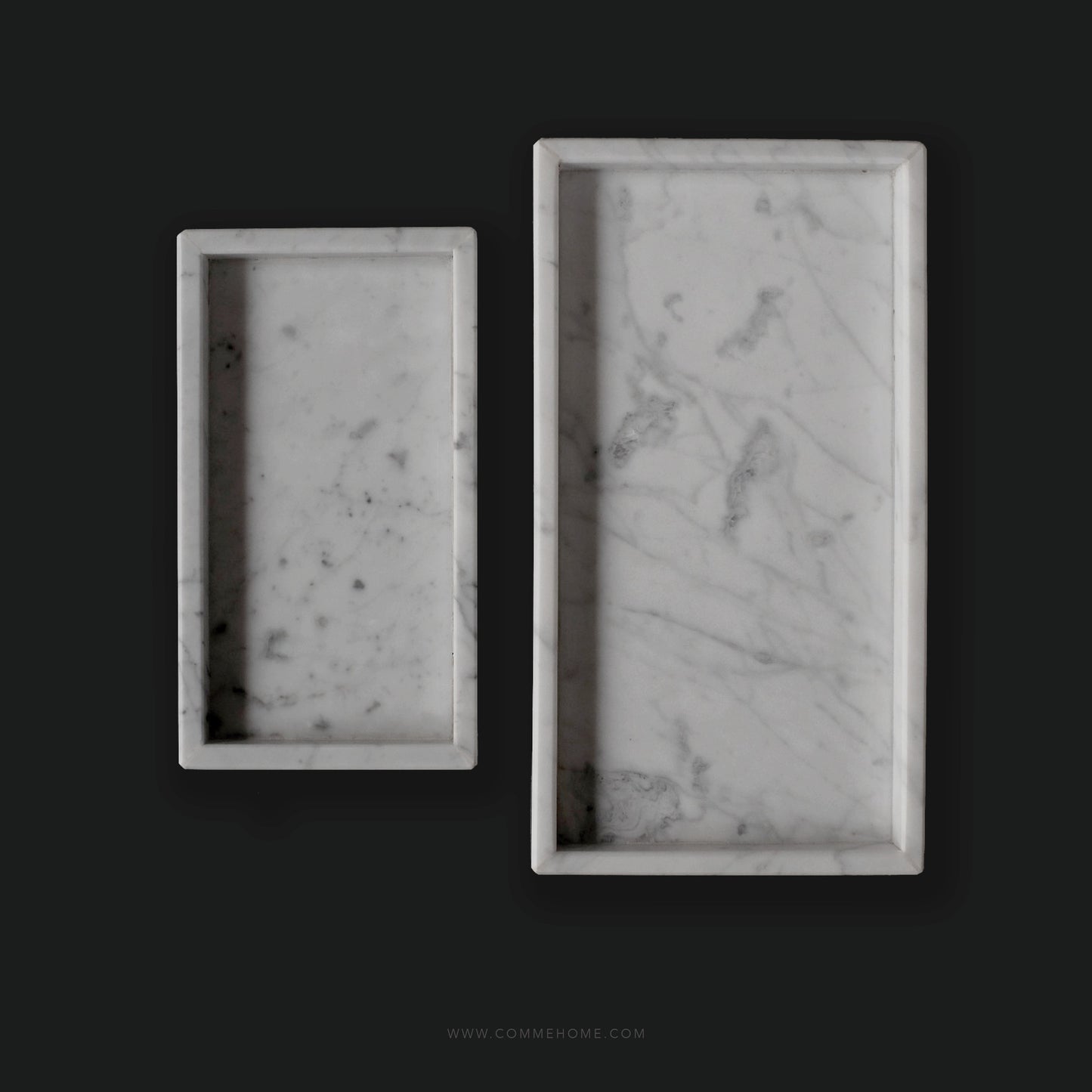(DISPLAY SAMPLE) White Marble Rectangular Marble Tray (Large)