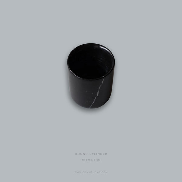(DISPLAY SAMPLE) Black Round Marble Cylinder