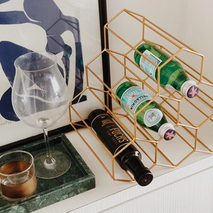 Gold Hexagonal Wine Rack