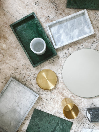 (DISPLAY SAMPLE) Green Marble Rectangular Marble Tray (Large)
