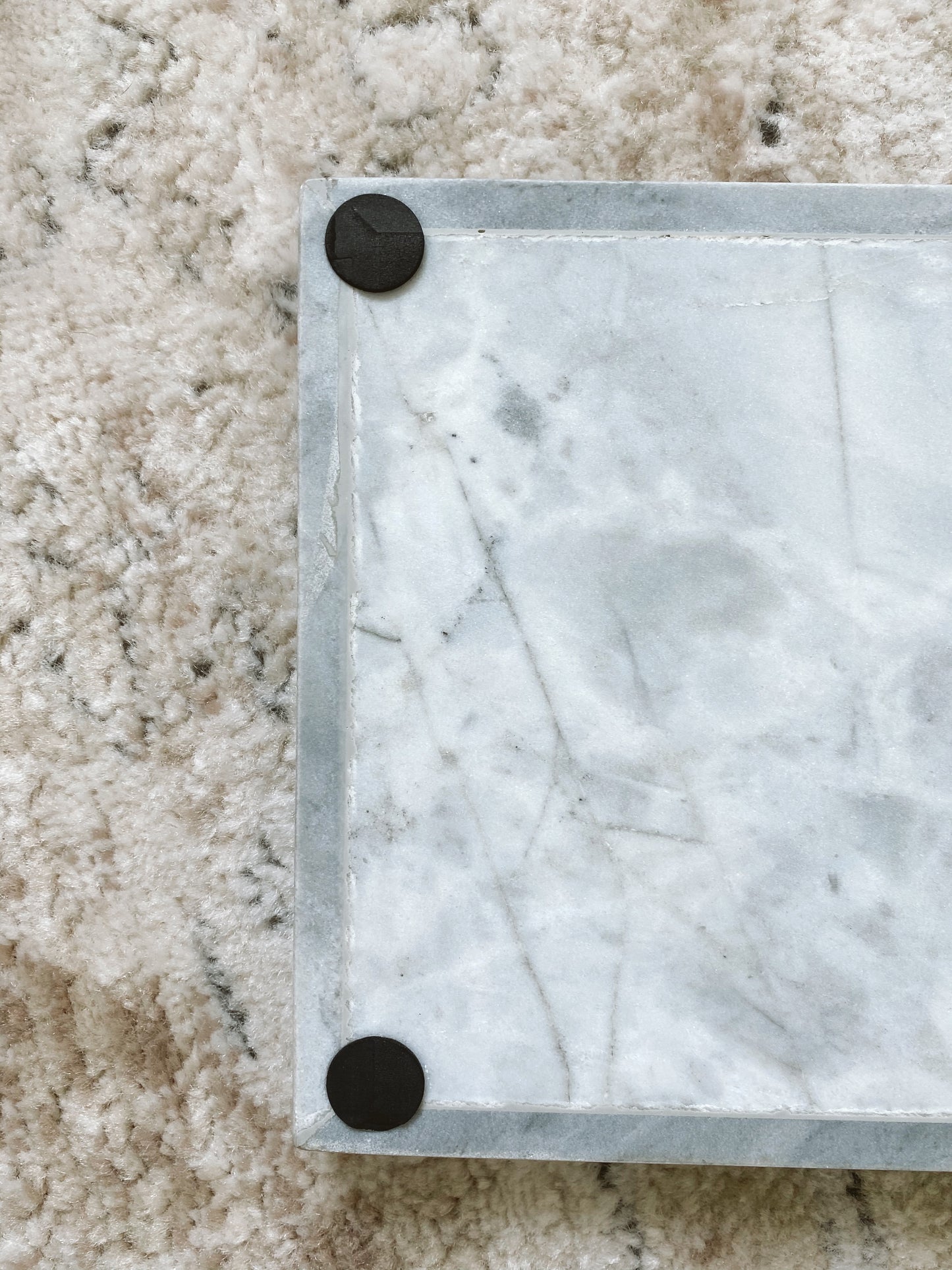 (DISPLAY SAMPLE) White Marble Rectangular Marble Tray (Large)
