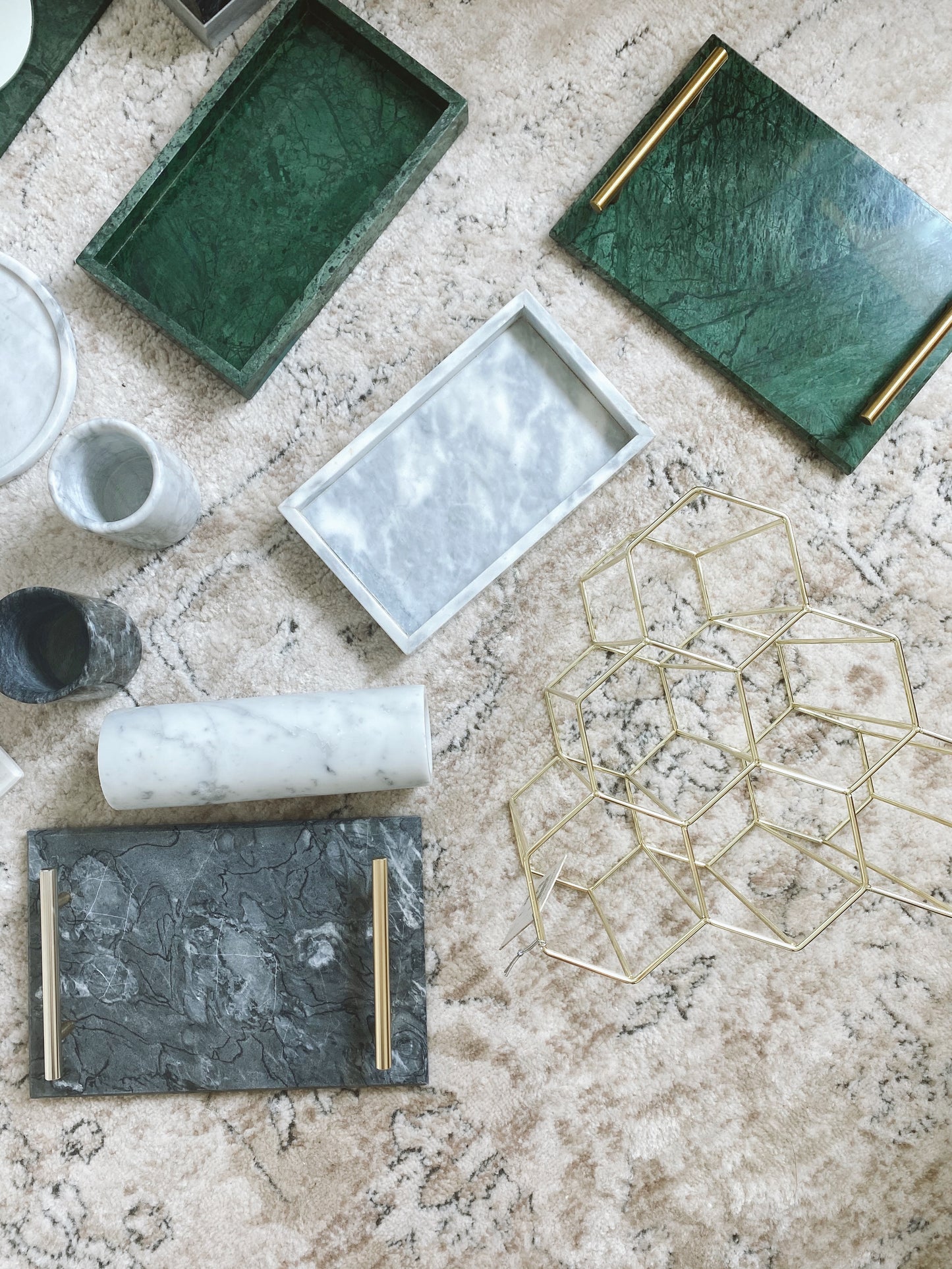 (DISPLAY SAMPLE) Green Marble Rectangular Marble Tray (Large)