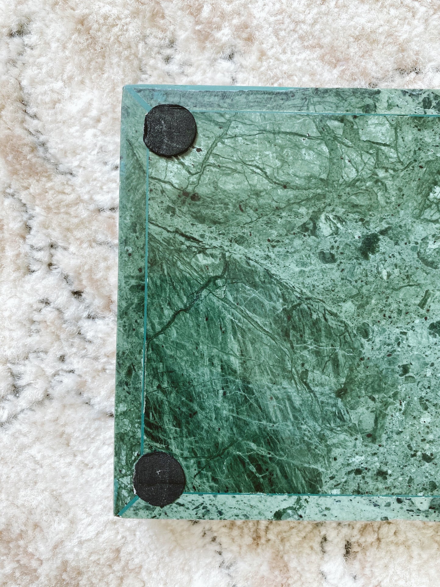 (DISPLAY SAMPLE) Green Marble Rectangular Marble Tray (Large)