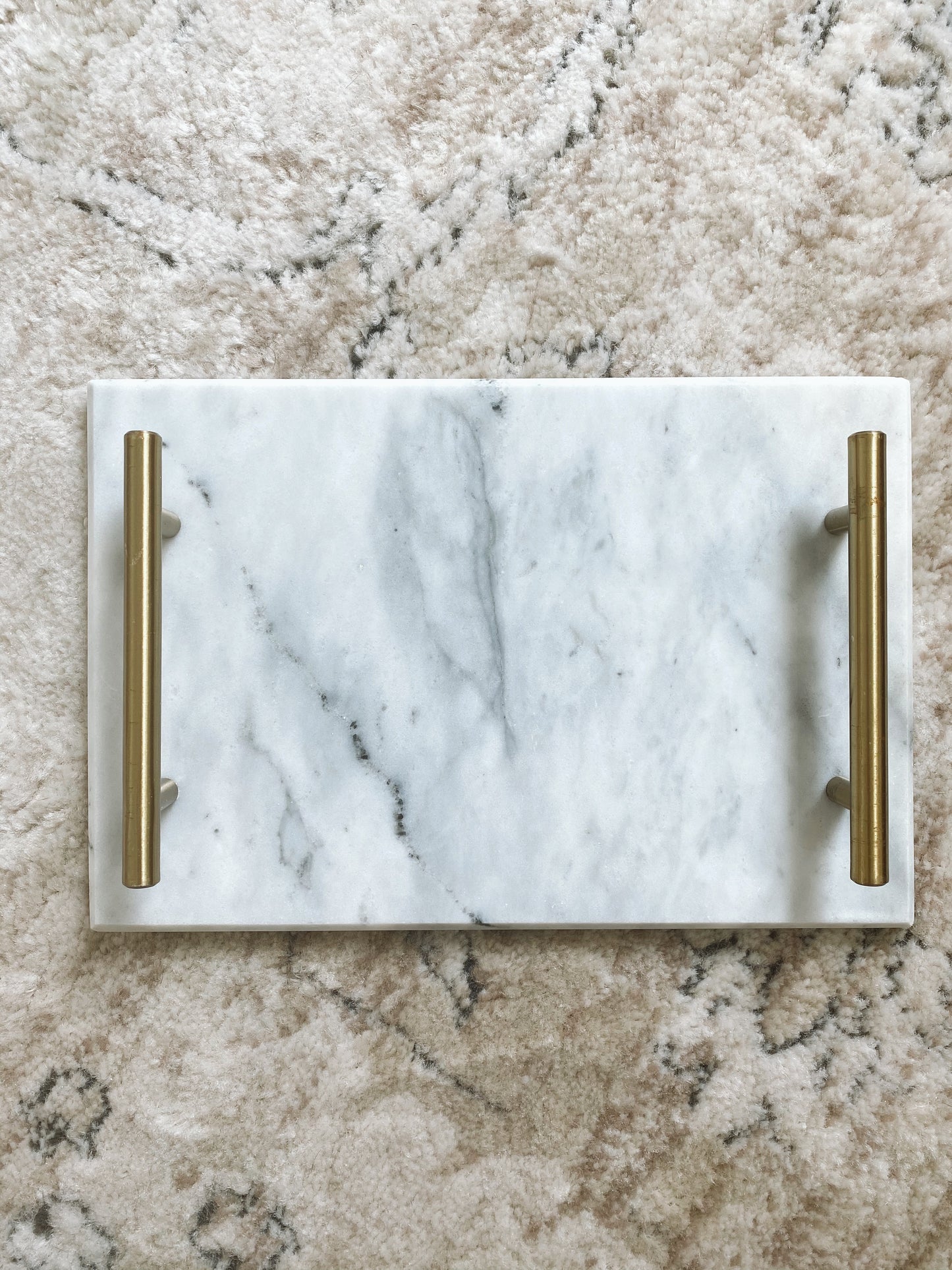 (DISPLAY SAMPLE) White Rectangular Tray with Handles