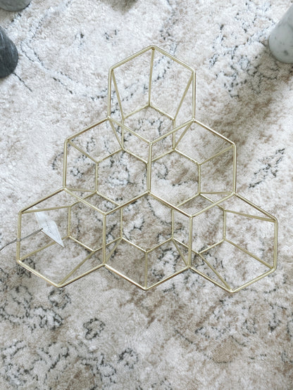 (DISPLAY SAMPLE) Gold Hexagonal Wine Rack