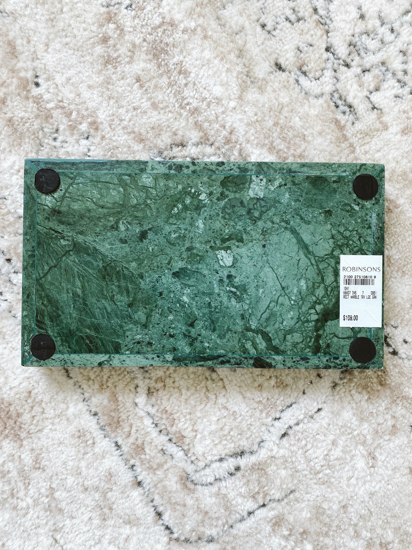 (DISPLAY SAMPLE) Green Marble Rectangular Marble Tray (Large)