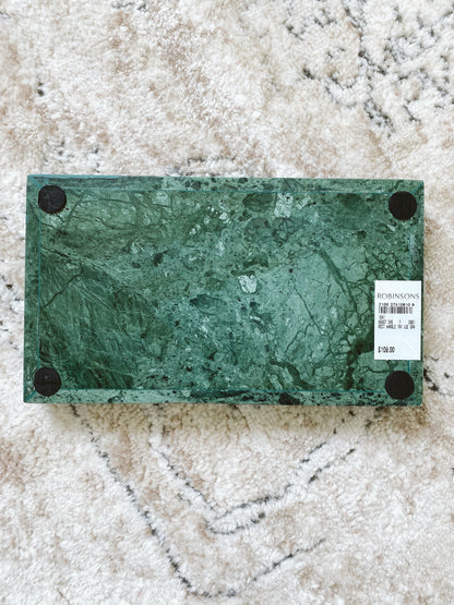 (DISPLAY SAMPLE) Green Marble Rectangular Marble Tray (Large)