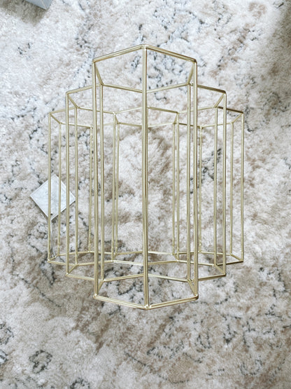 (DISPLAY SAMPLE) Gold Hexagonal Wine Rack